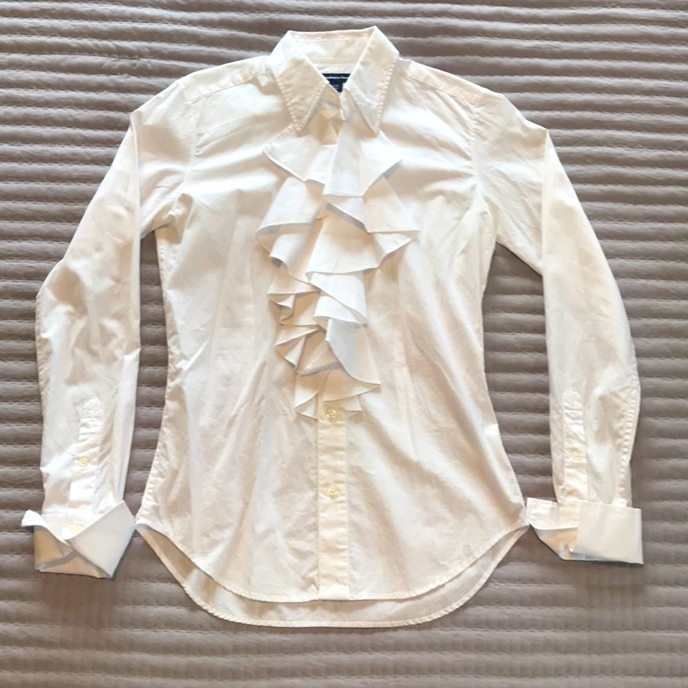 Ralph Lauren Sport - white ruffle button up
